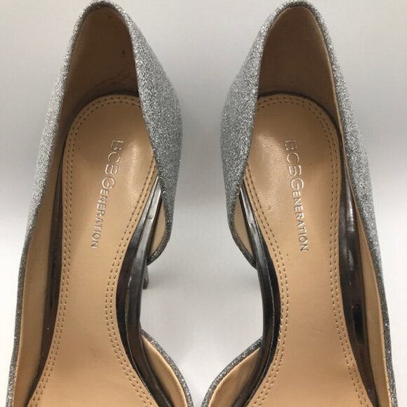 BCBGeneration Women's Silver Sparkly Pointed Toe D'Orsay Stilleto Pump Size 8 - Picture 7 of 10